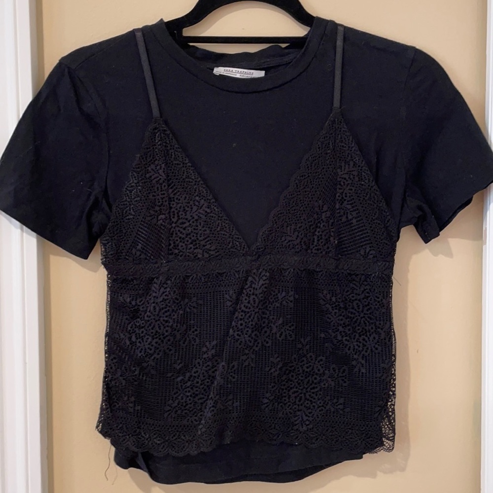 zara lace detail top back medium
